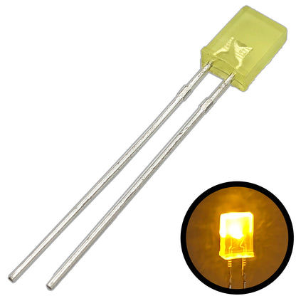 10 Pack Yellow Rectangular LEDs, Diffused Lens (5mm x 2mm x 7mm)