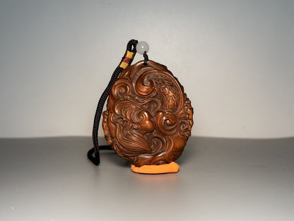 Collection Wooden Carved Dragon Pendant Talisman Ornaments