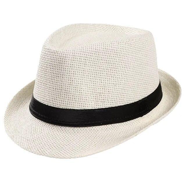 Unisex Straw Fedora Panama Hat Summer Sun Short Brim Floral Trilby Cuban Cap Hat
