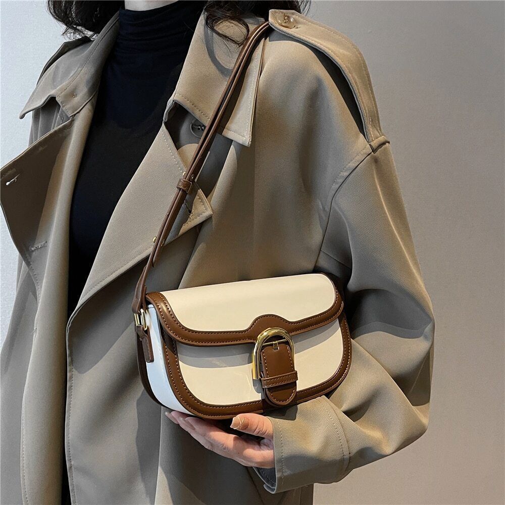 Saddle Shoulder Bags Women Crossbody Bag PU Leather Ladies Handbag