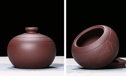 Handmade Tea Canister & Lid Sealed True Yixing Zisha Purple Clay For Loose Tea