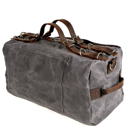 Vintage Water Resistant Wax Canvas Duffel Travel Overnight Weekend Gym Carry Bag