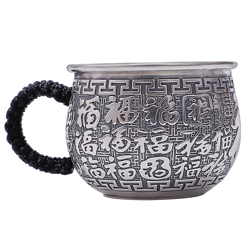 999 Sterling Silver Tea Cup With Handle Certificate Paper Health Care Handmade
