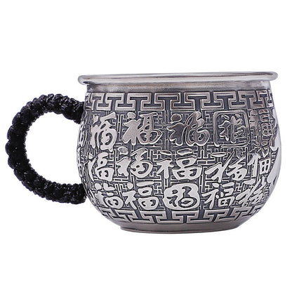 999 Sterling Silver Tea Cup With Handle Certificate Paper Health Care Handmade