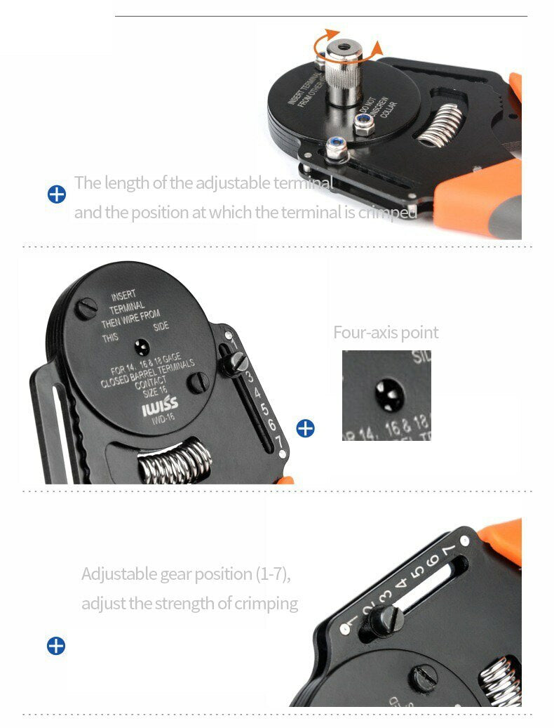 IWD-12 Solid Barrel Pins Plug Spring Terminal Cable Crimper Aviation Crimping