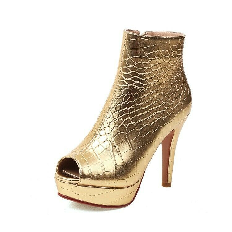 Women's Shoes Stiletto Peep Toe Zipper Platforms Fashion Ankle Boots Sandal Boot