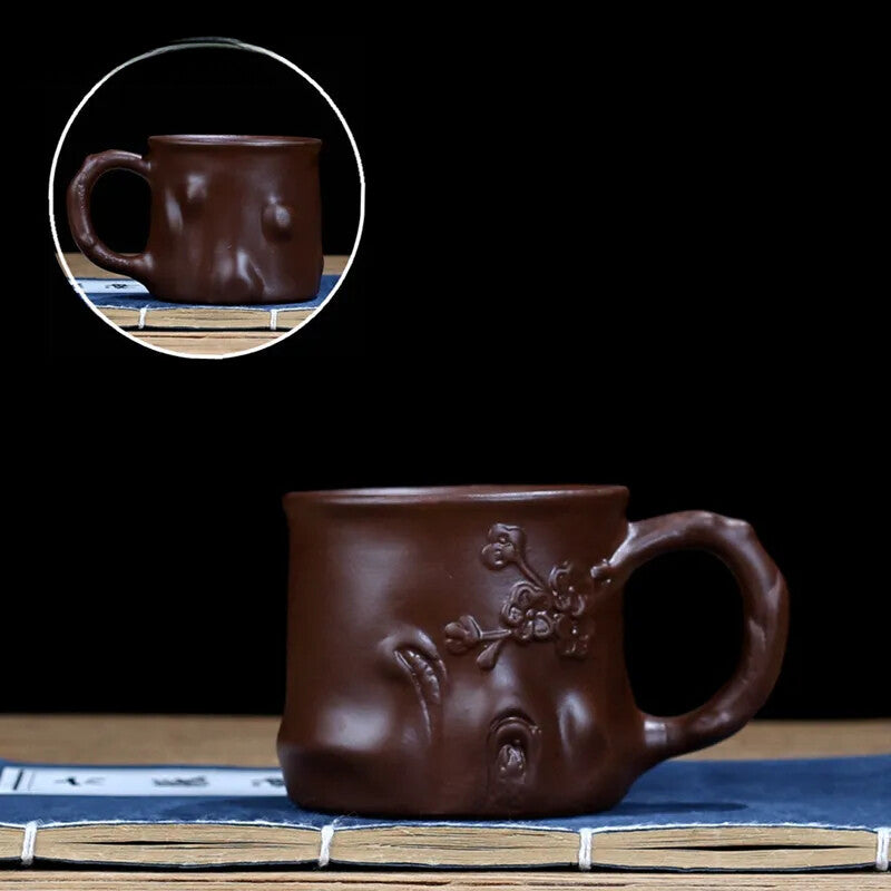 Yixing Purple Sand with Handle Teacup Handmade Dragon Pattern Portable Tea Cup
