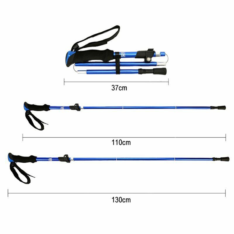 Fold Trekking Pole Portable Hiking Camping Stick Telescopic Nordic Walking Stick