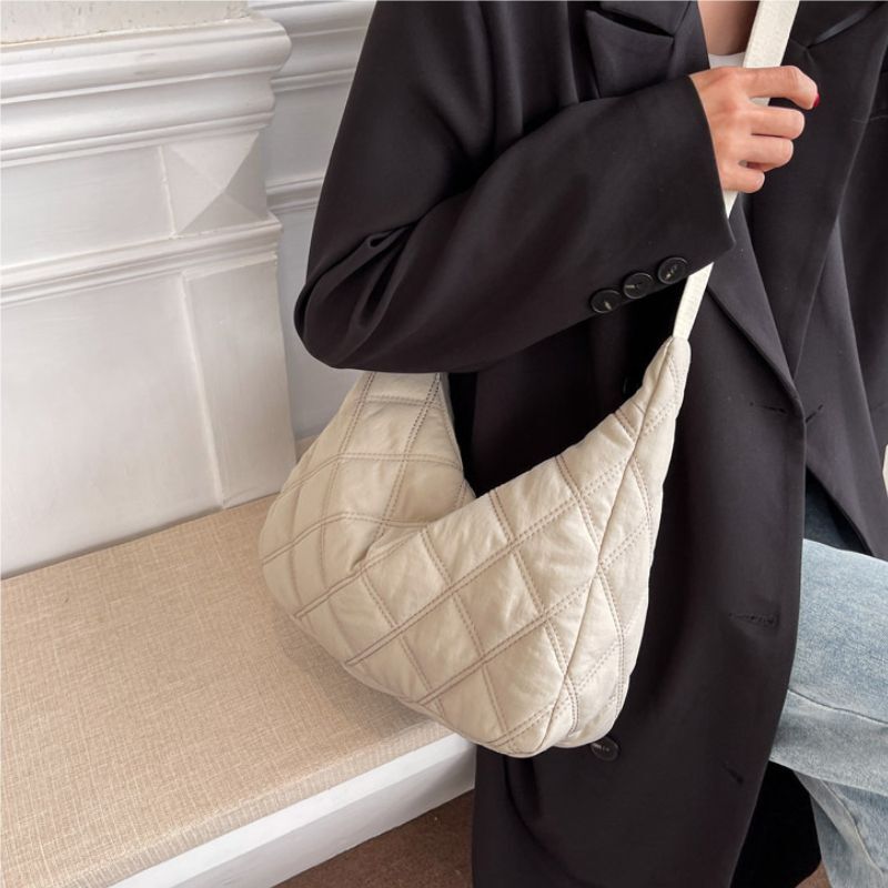 Nylon Padded Short Handle Totes Purse Big Handbags Soft Shoulder Bags Nylon 1 PC