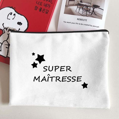 Canvas Makeup Bag White Cosmetic Beauty Organizer Toiletry Storage Pouch Purse