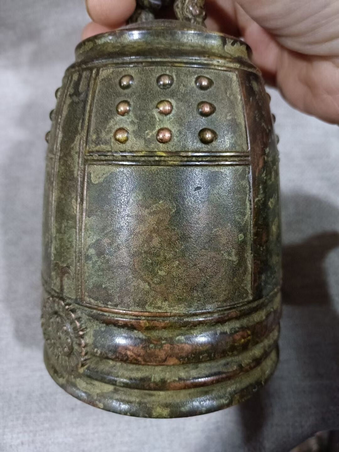 China Bronze Buddhism Temple Bell Chung Chimes Clock Statue