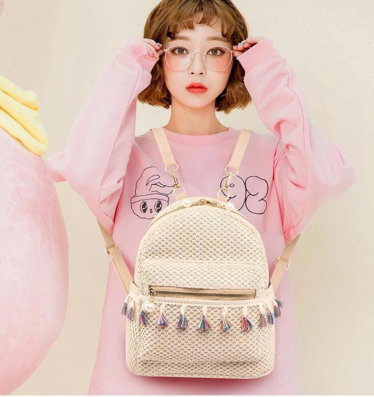 Chinese style Women's Woven school bag Casual Ethnic Handbag shoulder bag Purse