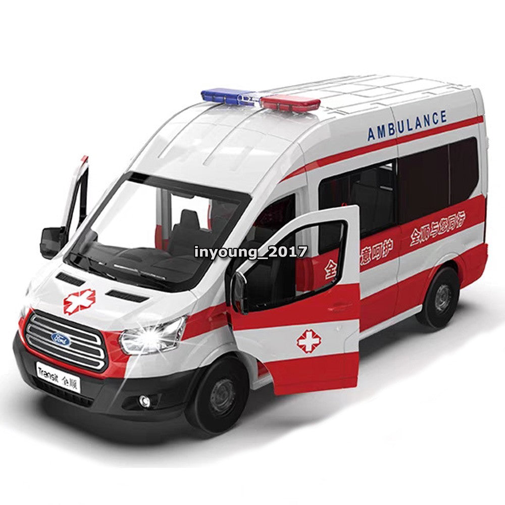 1/35 Ford Transit Model Car Ambulance Diecast Toy Cars Metal Vehicle Boys Kids