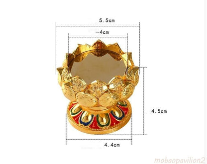 2.1" New Buddhist Lotus Butter Lamp Holder Before Buddha Bodhisattva Changming