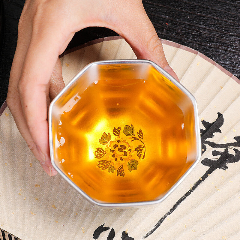 Pure Silver Tea Cup Porcelain Color Enamel Master Cup Jianzhan Sterling Silver