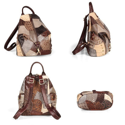 Women Backpack Vintage Cow Genuine Leather Large Soft School Bags Polyester 1 PC