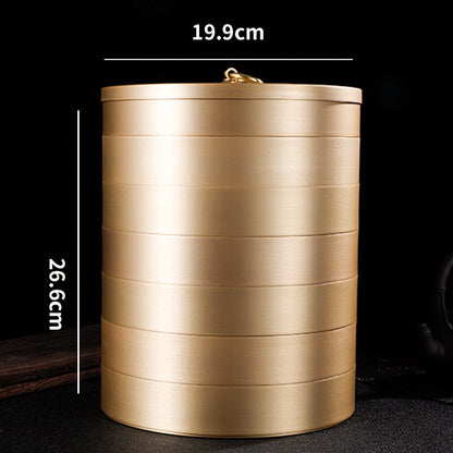 Pure Copper Tea Canister With Lid For Pu'er Tea Cake Handmade Sealed Tea Jar New