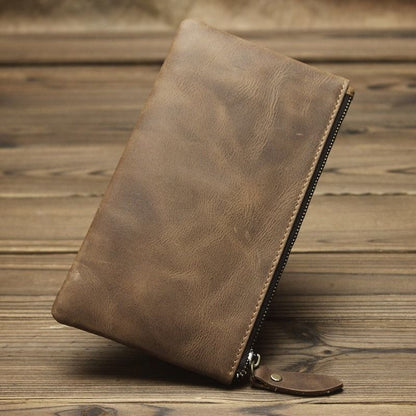 Wallet Genuine Leather Phone Bag Long Retro Ultra-Thin Leather Clutch Solid 1PC