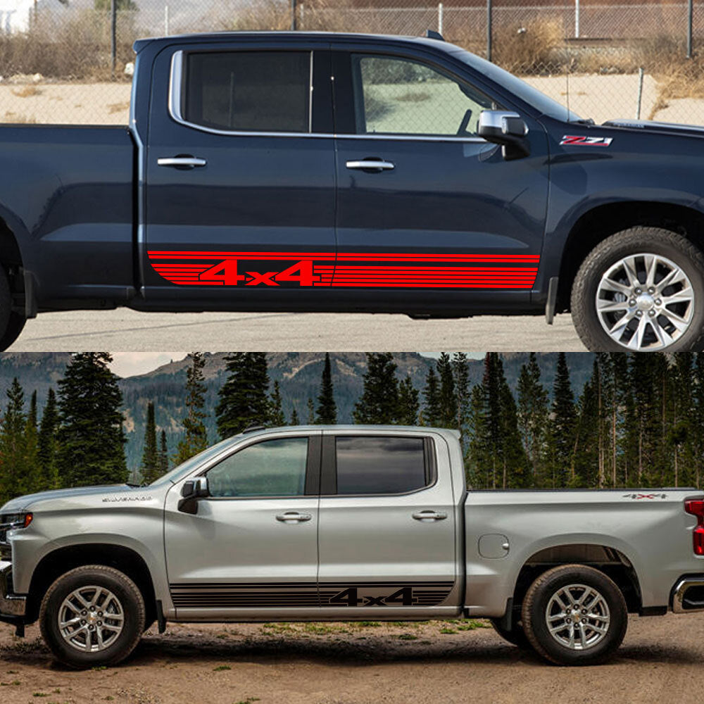 2 PCS Graphics Car Side Sticker Stripe For Silverado Amarok Tacoma Vinyl Decals