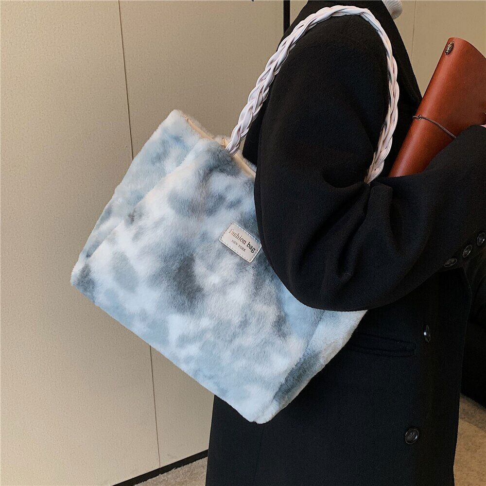 Faux Fur Plush Tote Bags Women Shoulder Bag Shopper Ladies Handbag