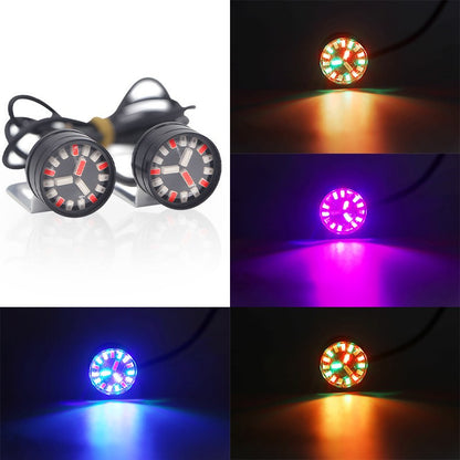 4-piece set of car and motorcycle color lights 12V18LED service brake flash