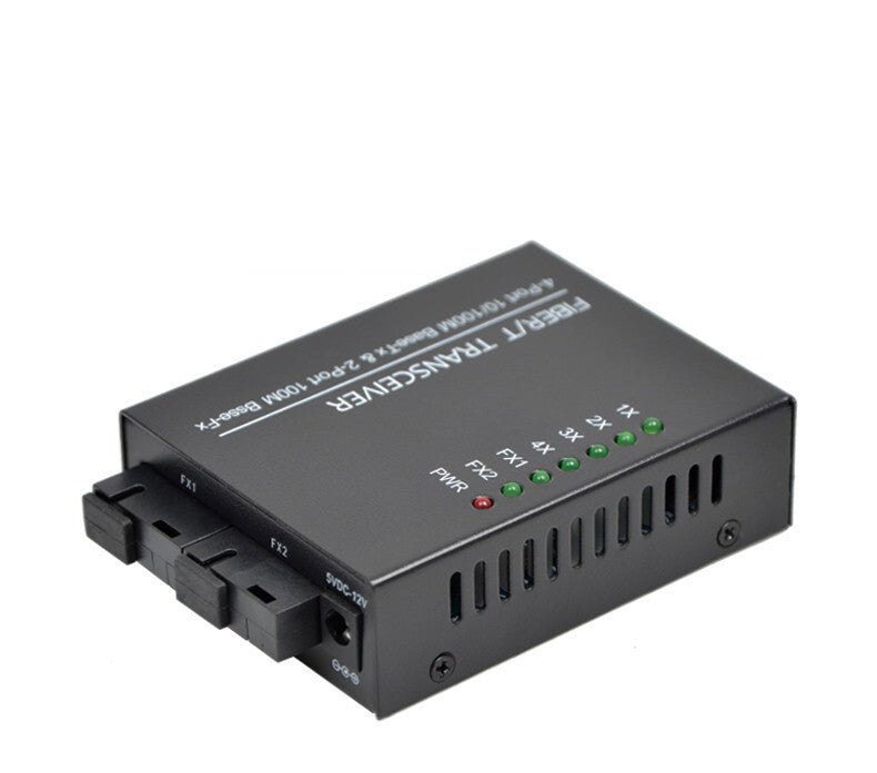 1Pc 10/100M Fiber Ethernet Switch Ethernet Fiber Optical Media Converter 4RJ45