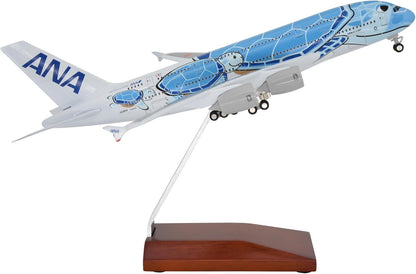 1:255 11.4inch Airbus A380 ANA Sea Turtle Metal Airplane Model Plane Toy Blue