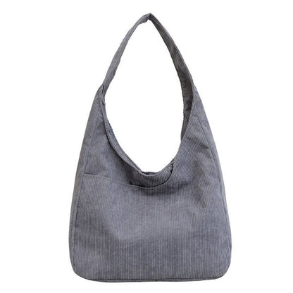 Striped Corduroy Shoulder Bag Hasp Messenger Bag Solid Color Underarm Bag Casual