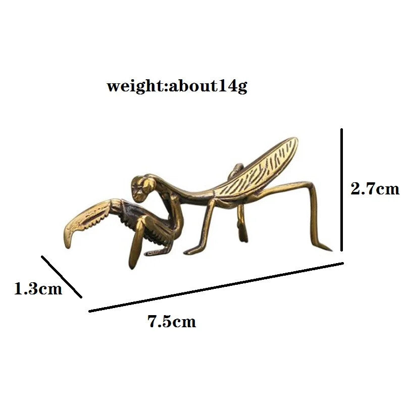 Copper Mantis Miniature Ornament Tea Pet Solid Insect Figurine Decoration Decor