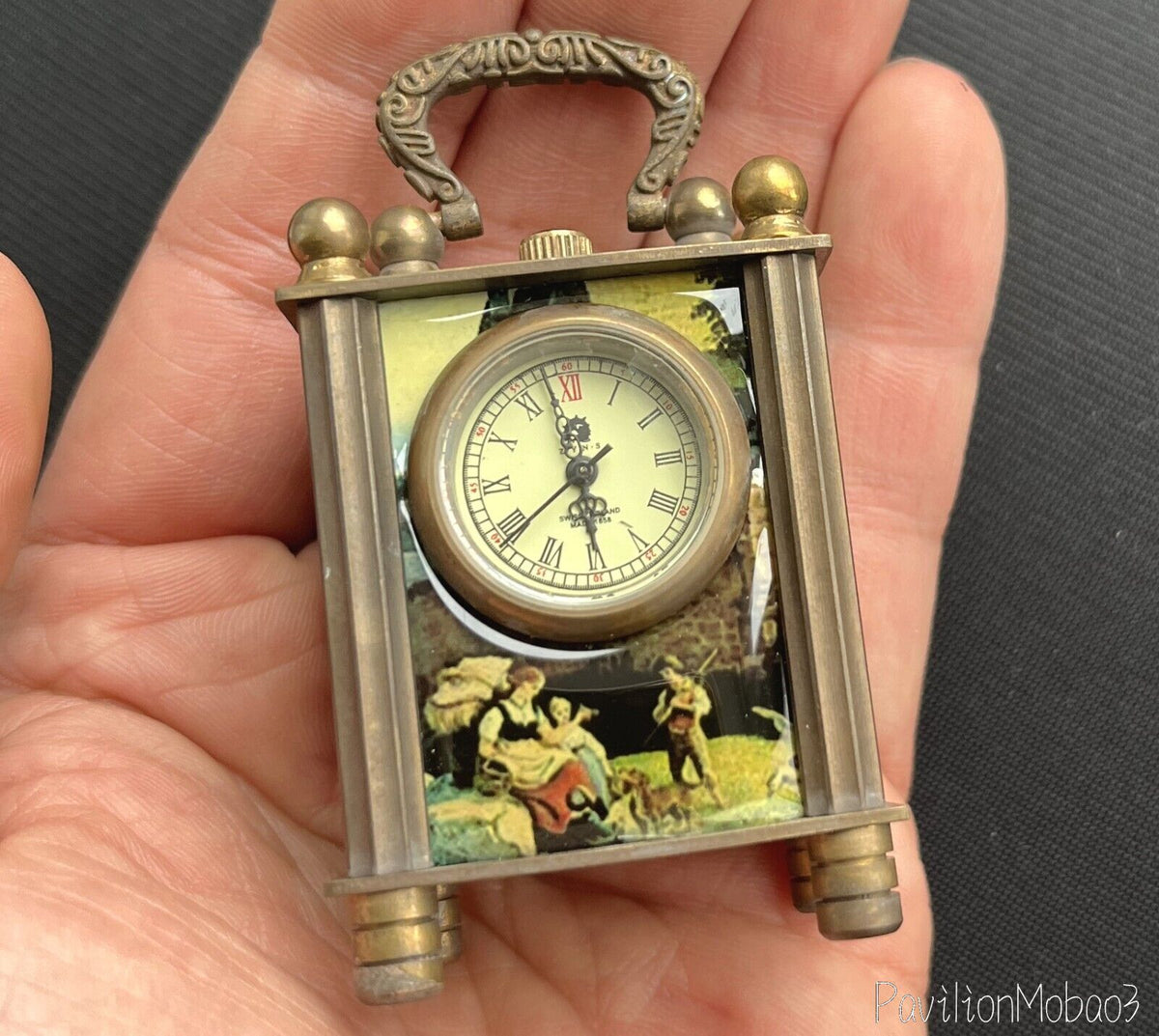 Brass Retro Disc Mechanical Clock Crafts Collectible Table Decor