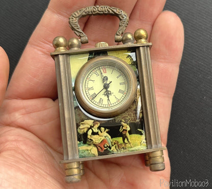 Brass Retro Disc Mechanical Clock Crafts Collectible Table Decor