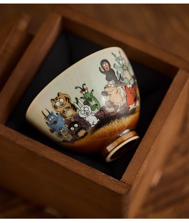 100cc China JingDeZhen Hand Drawing 12 zodiac master tea cup beauty ceramic cup