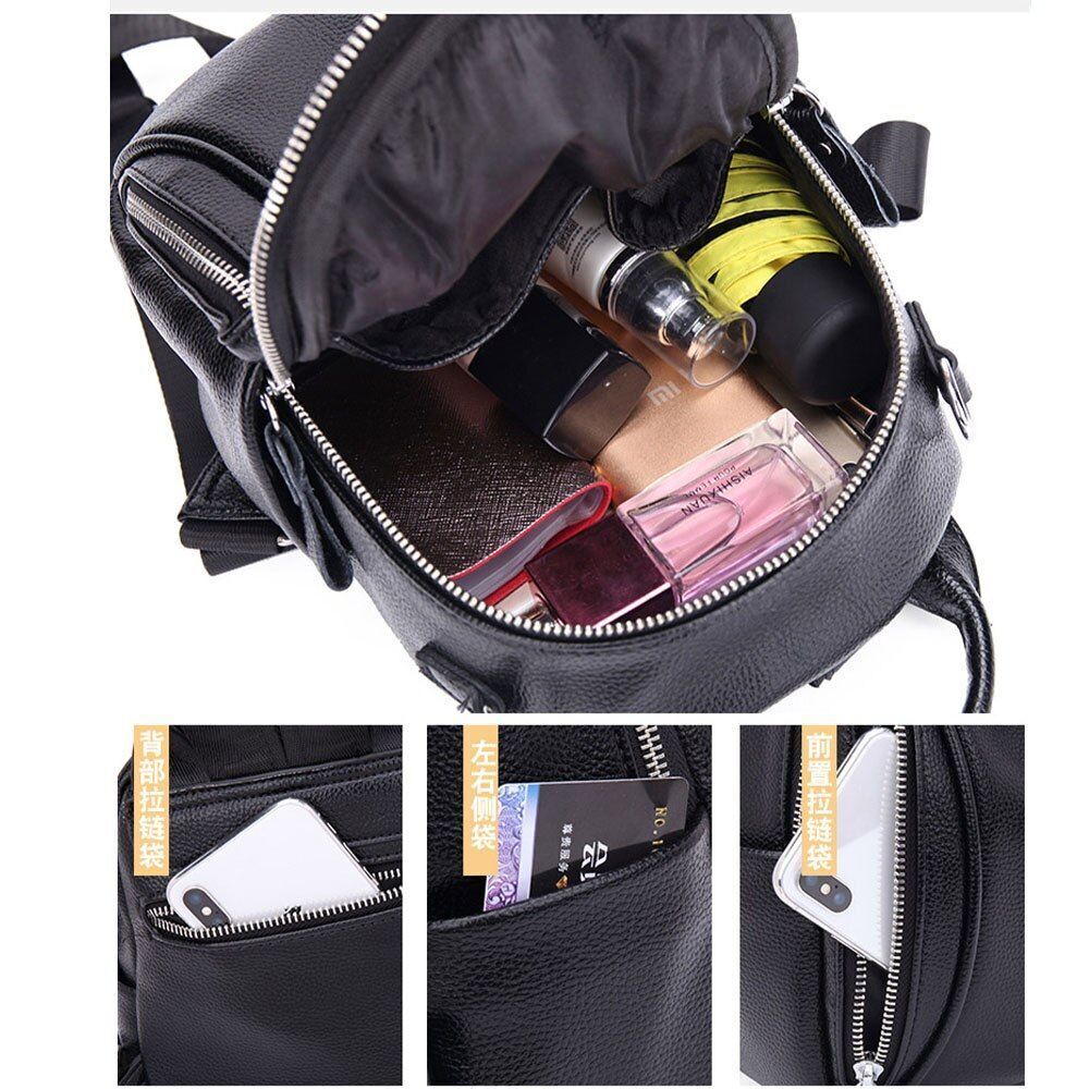 Genuine Leather Backpacks Waterproof School Bags Softback Polyester 22*11*25 CM