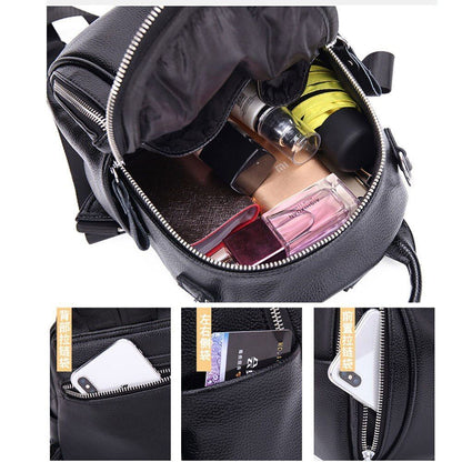 Genuine Leather Backpacks Waterproof School Bags Softback Polyester 22*11*25 CM
