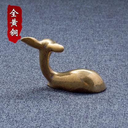 Chinese Style Antique Copper Tea Pet Bronze Deer Retro Copper Mini Bronze Ware