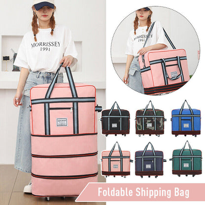 Oxford Luggage Box with Wheels Travel Bag Foldable Moving Storage Large Capacity