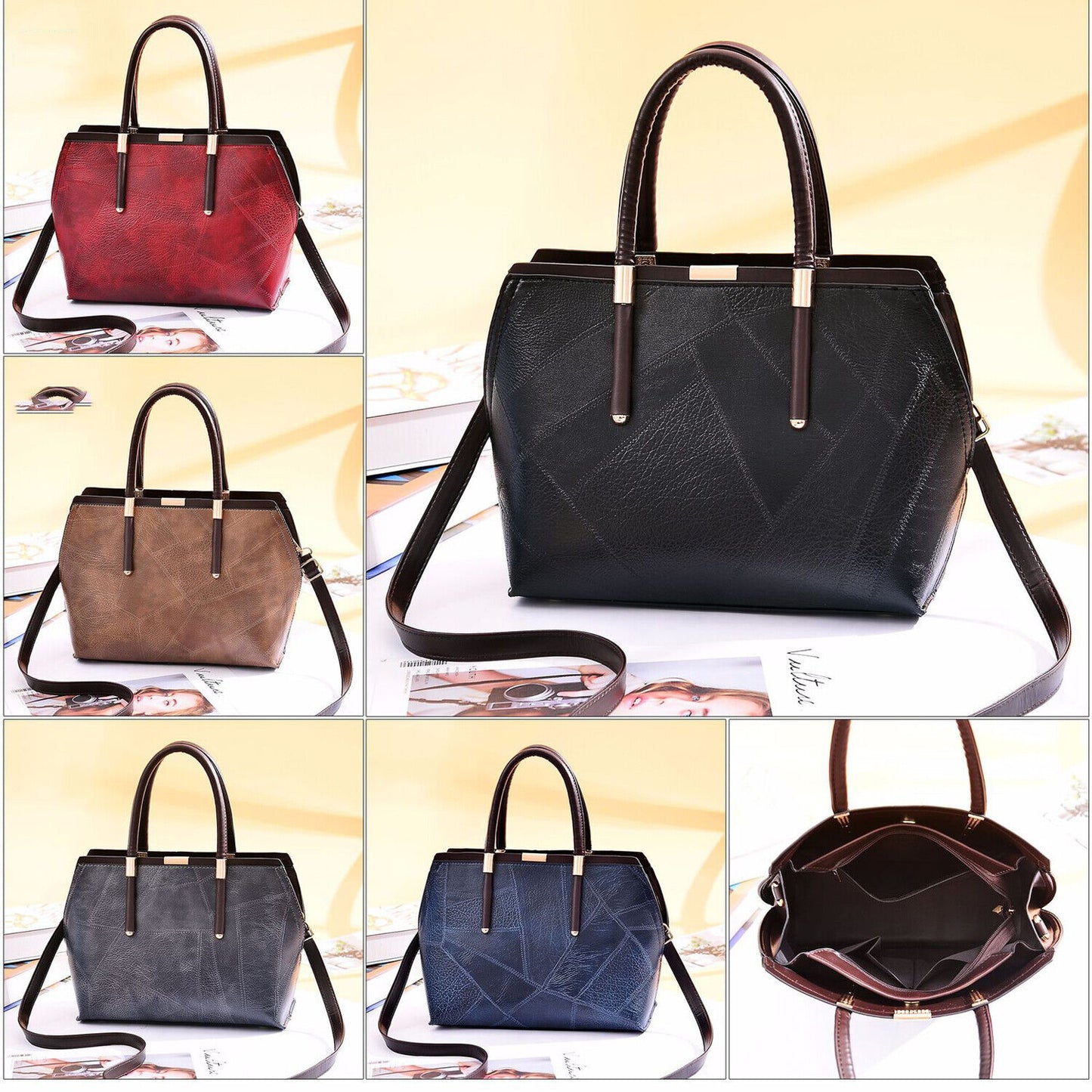 Women's Vintage PU Leather Backpack Handbag Shoulder Crossbody Satchel Bags