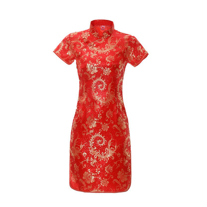 Chinese Traditional Cheongsam Women Silk Dress Prom Qipao Size S to 6XL