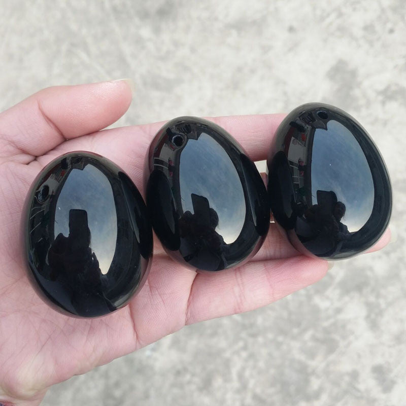 Natural Black Obsidian Crystal Egg Ball Magic Sphere Healing Kegel Exercis Stone