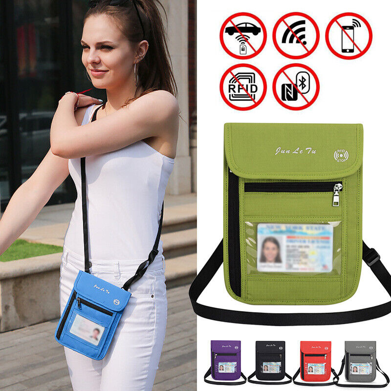RFID Blocking Passport Holder Travel Wallet Bag Anti-theft Security Neck Pouch
