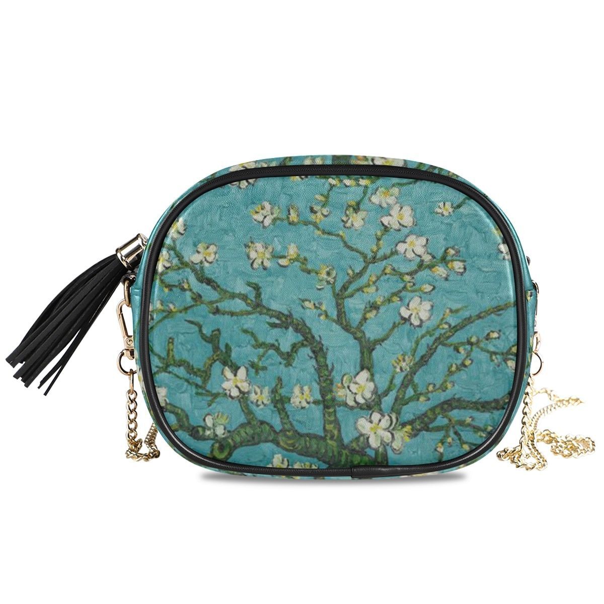 Small Shoulder Bag Retro Synthetic Leather Oil Painting Handbag Purse Crossbody