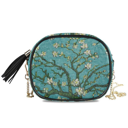 Small Shoulder Bag Retro Synthetic Leather Oil Painting Handbag Purse Crossbody