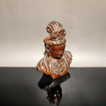 Guan yin buddha boxwood wooden carving figure kuan yin statue figure gift