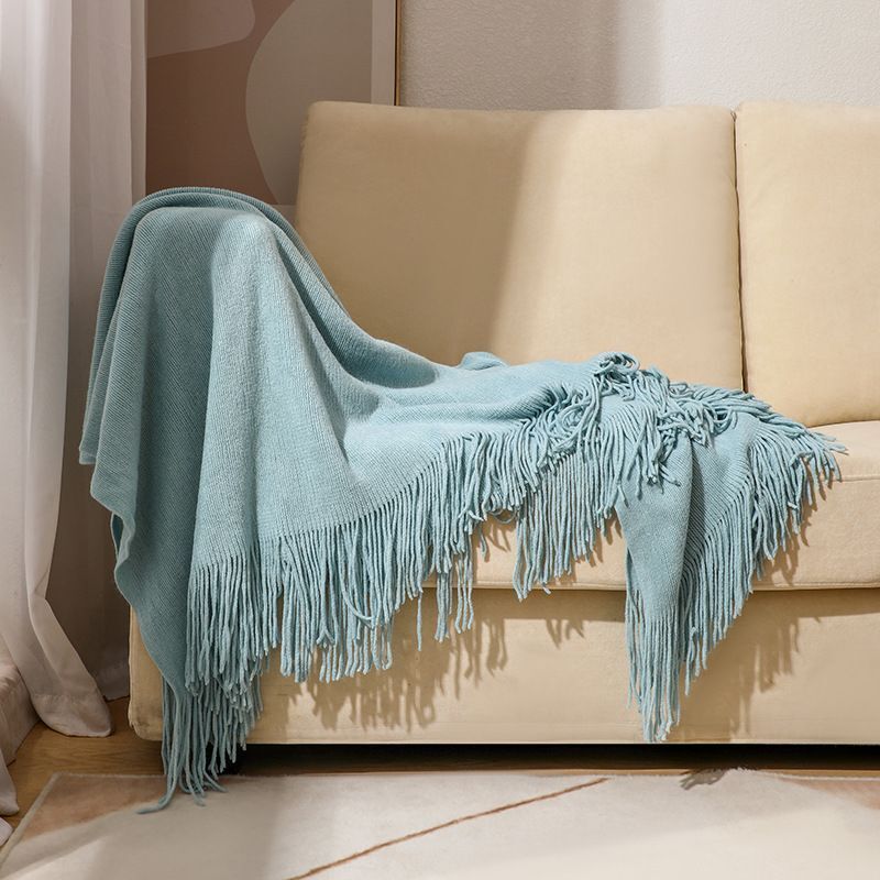 Sofa Knitted Blanket Cotton Thread Nordic Solid Color Protective Cover Bedspread
