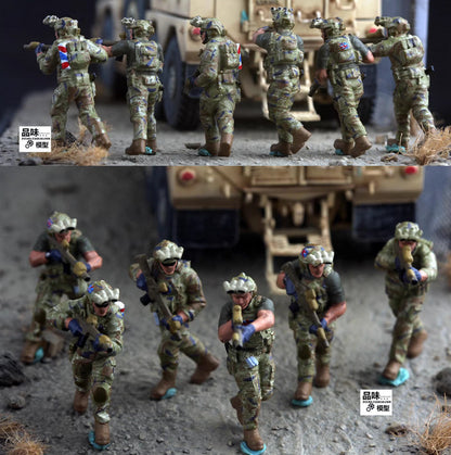 1/72 British SAS Special Air Service 6pcs Soldier Special Operations Team Model