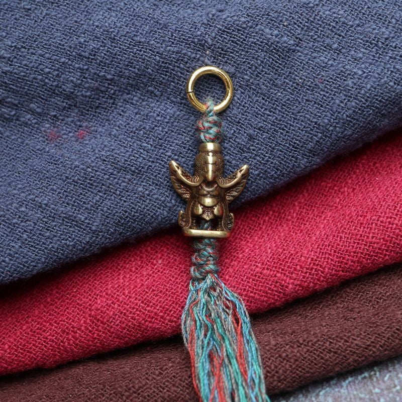 Tibetan Lima Brass Garuda Accessory 0.63in Tassel Mala Side Pendant Decor
