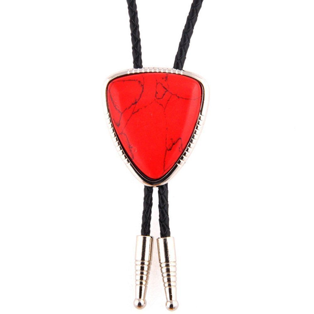 Men Bolo Ties Natural Agate Genuine Leather Rope Western Cowboy Jewelry Neckties