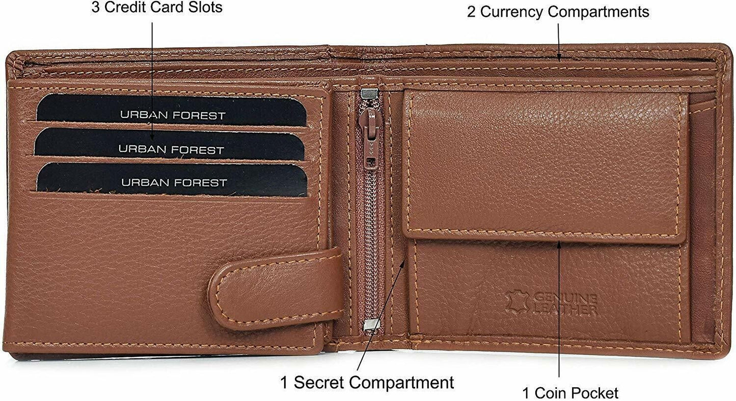 New Men's Brown Colour Leather Bi-fold Wallet Gift Item