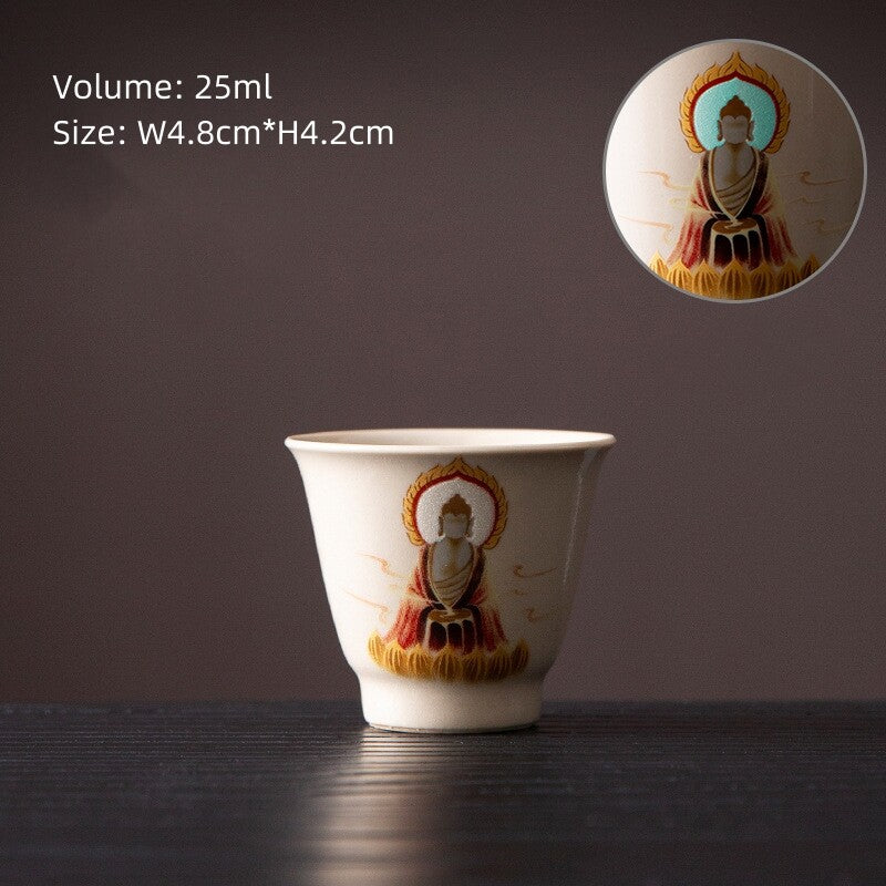 Noctilucent Design Chinese Porcelain Tea Cup Ceramic Buddha Style Master Cup New