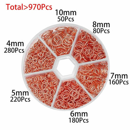 970Pcs/Set Mixed Color Open Jump Ring Split Connector Jewelry Making Kit Finding
